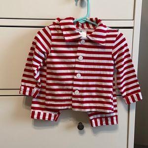 Sassy Siblings boutique Red/White striped PJ set